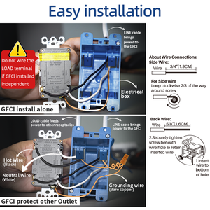 Presa Elettrica GFCI Sottile Certificata UL 20A TR WR per Uso in Bagni, Esterni e Garage con Protezione UV - Product Image 5