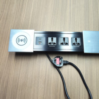 Prise de courant coulissante universelle encastrée pour bureau / Chargeur sans fil intégré USB, prise de bureau escamotable dissimulée pour le bureau