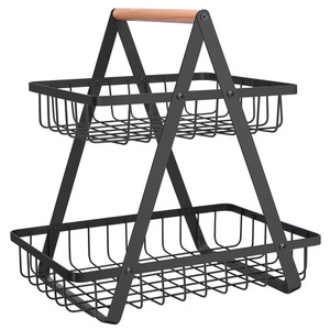 Cesta de frutero personalizada de fábrica, soporte para alimentos y verduras, de 2 niveles de encimera cesta de frutas, cesta de alambre para frutas y verduras - Product Image 1