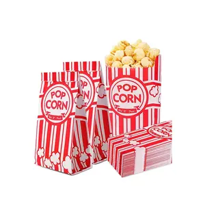 Huahao оптом маленький красный белый поп-кукурузный Одноразовый бумажный пакет для попкорна для карнавальной тематической вечеринки в кино, ночи, Хэллоуина