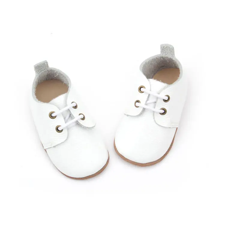 Toptan ayakkabı bağı tarzı yumuşak beyaz ibadet ayakkabı bebekler için hakiki deri rahat Oxford ayakkabı