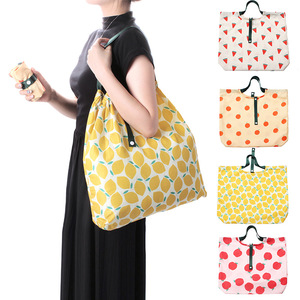 Factory Folding <b>Medium</b>-Size Polyester Reusable Eco-friendly Promotion Shopping <b>Bag</b> Custom Printed Fruit Design Ribbon Rope - Product Image 1