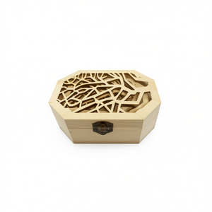 Wooden Box Three Piece Set Octagonal Carved Lid Storage Decorative Box 1 Pcs - Product Image 1