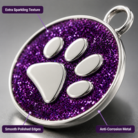 Pendentif personnalisé OEM ODM en polyester brillant avec empreinte de patte de chien, gravure laser du logo, pour identification d'animal de compagnie