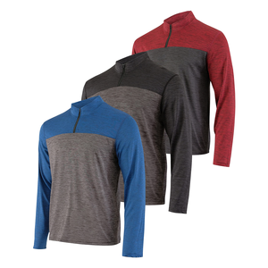 Sweat-shirt de golf à col zippé et à manches longues avec logo personnalisé pour hommes, performance athlétique, imperméable, imprimé d'automne, 1/4 - Product Image 2