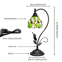 Nouvelle lampe de table en verre teinté style pastoral feuille verte pour salon, chambre, restaurant, salon de thé, éclairage décoratif