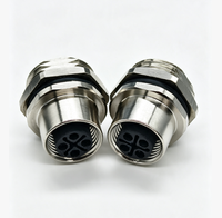 M12-S4S-M16 4-poliger M12 Rundstecker IP67 Wasserdicht 12A 630V Rückseitige Installation Buchsenanschluss Geschweißter Automatisierungs-Sensorkabel-Steckverbinder