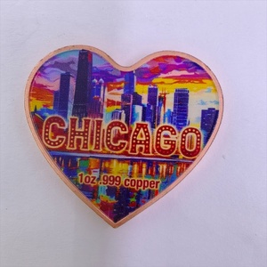Nuova Moneta <span class=keywords><strong>in</strong></span> Rame Puro .999 da 1 Oz, Moneta a Forma di Cuore della Città del Vento di Chicago - Product Image 4