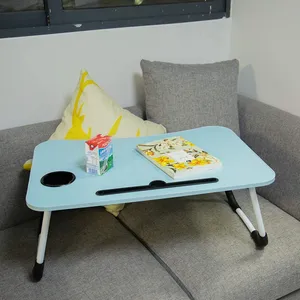 पोर्टेबल लैपटॉप बिस्तर ट्रे मेज नोटबुक पढ़ने खड़े हो जाओ धारक, लकड़ी के बिस्तर टेबल Foldable पैर और कप स्लॉट के साथ
