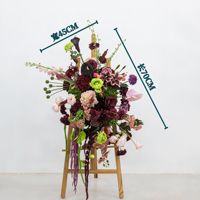 Dekorasi Pernikahan Grosir H553 Bunga Sutra Pink Hijau untuk Centerpiece, Bunga Lorong, Bunga Artifisial, Bola Bunga Mawar Real Touch
