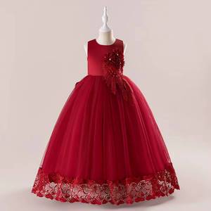 Vestido de Fiesta Largo con Flores para Niñas, Vestido de Princesa para Actuaciones, Cumpleaños y Eventos Formales - Product Image 3