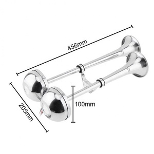 Fort 115dB puissant simple/Double trompette en acier inoxydable <span class=keywords><strong>klaxon</strong></span> d'air de Train électrique marin pour bateaux ou RV ou camions Chrome 12/24V - Product Image 3