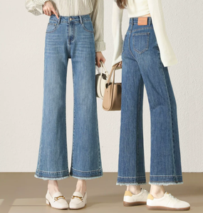 ZZH XZ2634 Jeans pour femmes, nouveau style 2026, coupe longue et polyvalente, pantalon rétro printemps-automne - Product Image 4
