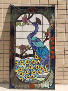 Panneau de fenêtre en verre teinté Tiffany de style européen, motif paon, 20'x31.5'', durable, décoration de villa - Product Image 3