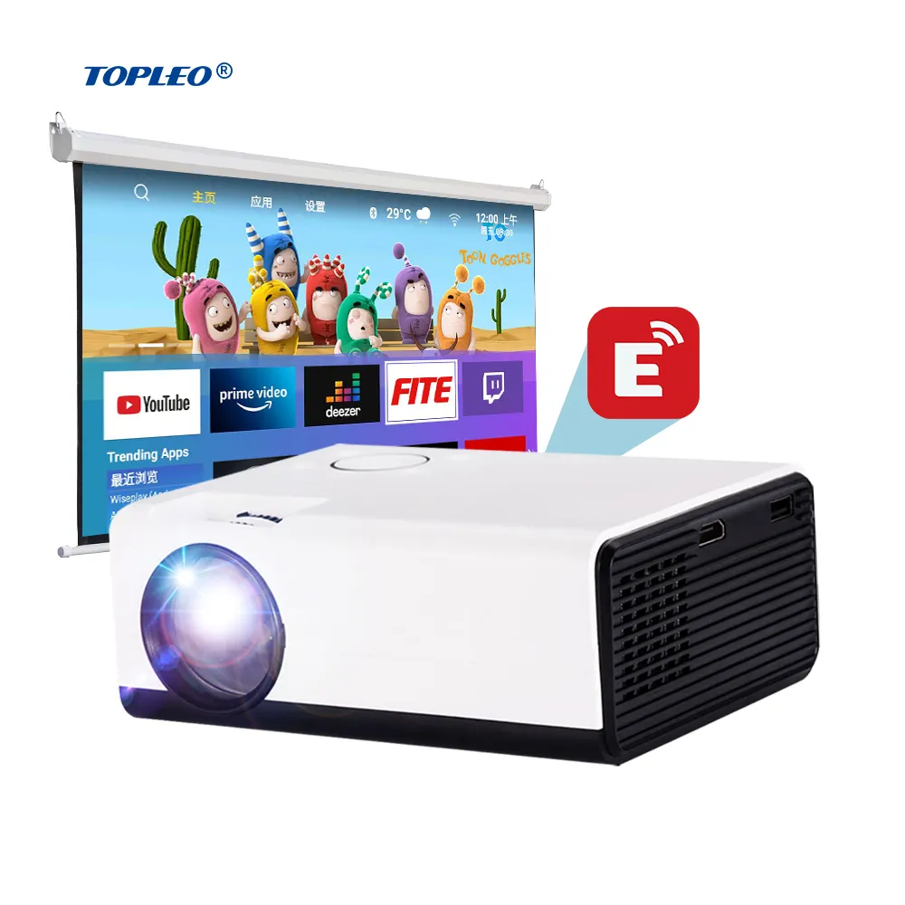 Topleo T01 LCD-Projektor Android WIFI Full HD LED Video Heimkino Kino Smart Projektor