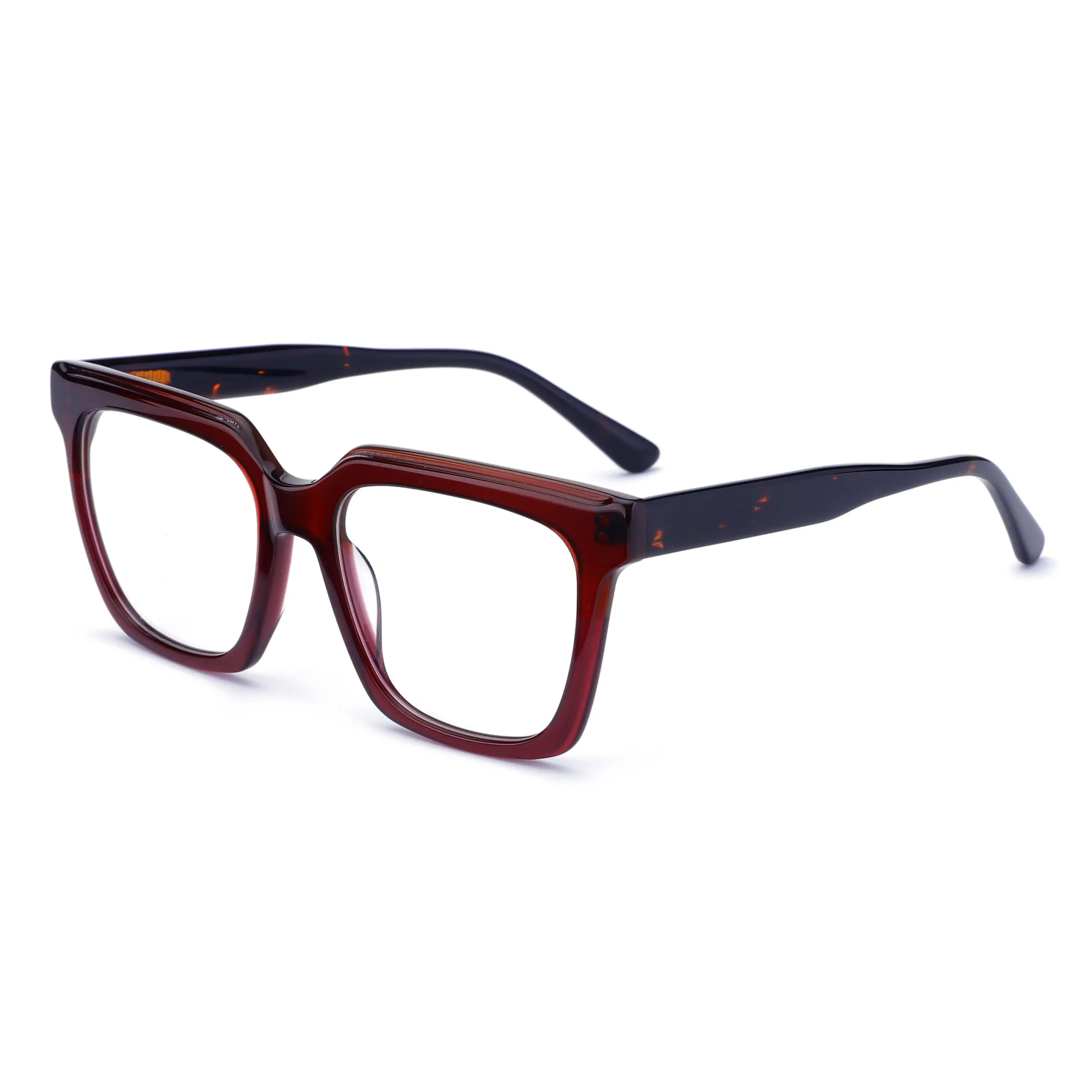 نظارة سميكة عصرية ذات جودة عالية ومقاومة للون الأزرق بإطار من مادة الأسيتات لرؤية العينين بشكل مربع للرجال وتتميز بتكلفة عالية