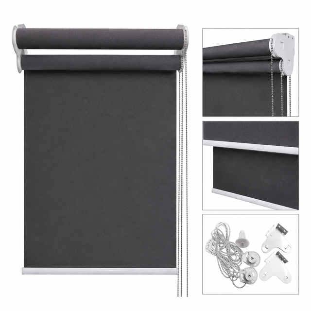 Factory Direct Custom Motorized 38mm Dual Layer Day Night Blackout Sheer Roller Blind Double Roller Blinds for Living Room