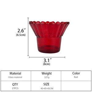 Forniture all'Ingrosso HT: <span class=keywords><strong>Calice</strong></span> per Conservazione di Candele <span class=keywords><strong>e</strong></span> Olio da Chiesa, Bicchieri in Vetro Rosso Ortodosso con Petali, Portacandele - Product Image 6