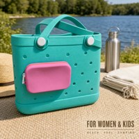 Pochette en silicone pour sac fourre-tout en caoutchouc perforé, idéale pour les vacances d'été à la plage, la piscine, les voyages, le camping, organisateur de rangement pour femmes et filles