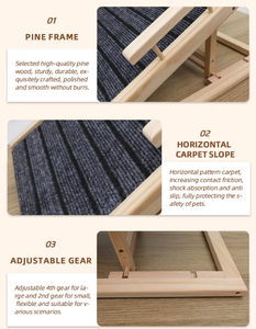 Rampe d'<span class=keywords><strong>escalier</strong></span> <span class=keywords><strong>pour</strong></span> animaux de compagnie en bois massif écologique avec poignée antidérapante <span class=keywords><strong>pour</strong></span> chiens de petite, moyenne et grande taille, utilisation intérieure à la maison - Product Image 2