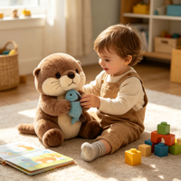 Peluche personnalisée ODM/OEM : Adorable loutre de mer en peluche avec poisson, jouet promotionnel doux et mignon