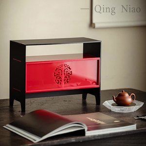 Chinese Style Acrylic Tea Storage Rack Transparent Household Organizer <b>Teacup</b> Teapot Display With Back Panel Dust Proof - Product Image 5