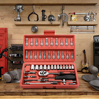 Juego de Herramientas de Bricolaje de 46 Piezas, Diseñado para Durar, Kit de Reparación con Trinquete Multiusos