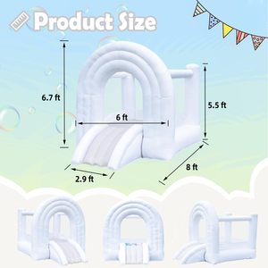 Castillo Inflable Blanco Comercial para Bodas, Castillo de PVC Inflable para Jugar, Combinación de Tobogán y Castillo Inflable con Arcoíris para Niños, Precio de Fábrica - Product Image 5