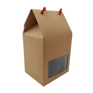 선물 포장 가방에 대한 사용자 정의 핸들 인쇄 로고 판지 배송 상자 PVC 창