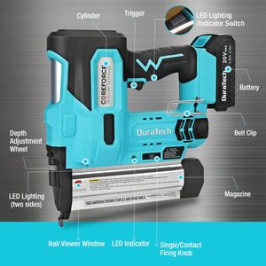 Clavadora Neumática Inalámbrica Duratech DT105103 20V 18GA 2 en 1, Pistola de Clavos/Grapas con Motor sin Escobillas y Batería de 2.0AH para Carpintería y Tapicería - Product Image 3