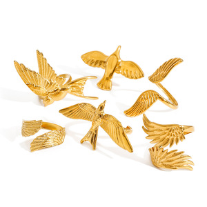 Bird <b>Ring</b> Set Stainless Steel <b>Open</b> Design Wings And Birds For Women Gift Jewelry - Product Image 5