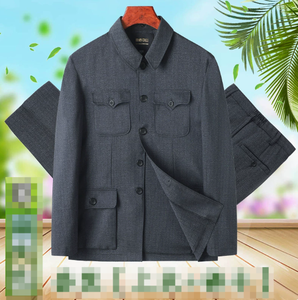 Manteau pour <span class=keywords><strong>homme</strong></span>, style tunique chinoise, pour grand-père et papa, diverses couleurs, coupe élégante, costumes de cinéma et de télévision, ensemble Zhongshan - Product Image 3