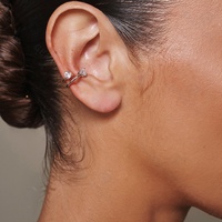 Pendientes de clip de triángulo de oro de 18 quilates de Plata de Ley 925 con circonita geométrica de joyería fina creativa de moda de la Gemnel