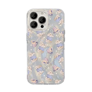 Coque de téléphone antichoc motif lapin Yusha clignotant pour iPhone 16 Plus, protection intégrale mignonne et protectrice pour filles - Product Image 1