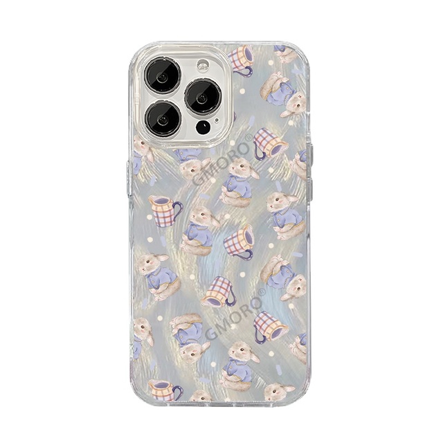 Flashing Little Rabbit Yusha Shockproof Animal Design Phone Case for for 16 Plus Girl's Heart Protective Cute Full-Body