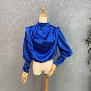 Modeste mode dame brillant solide chemise manches longues élégant robe de soirée haut pour les femmes T123 - Product Image 6