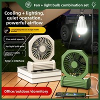 Ventilateur de bureau multifonctionnel alimenté par USB avec éclairage et batterie externe, ventilateur de table portable pour extérieur, moteur sans balais 5 vitesses avec logo