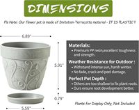 Jardinière en plastique gaufré, pot imitation terre cuite, trou de drainage, plateau en option, intérieur/extérieur, BSCI GRS ISO, couleur personnalisée OEM