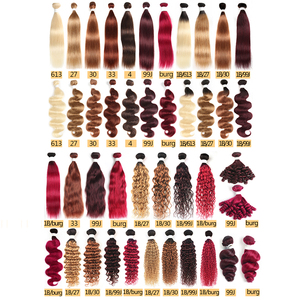 Nuevo Color BURG 8 a 26 pulgadas 1 unids/pack venta al por mayor paquetes de cabello humano ondulado extensión de cabello humano Remy recto - Product Image 4