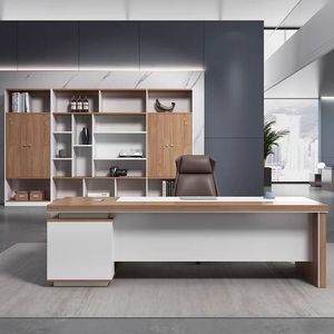 Escritorio de Oficina Moderno Minimalista, Color Madera, Combinación Libre, Juego de Escritorio Ejecutivo para Gerente/CEO - Product Image 2
