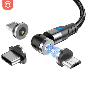 Gris 1M 360 ° rond adaptateur magnétique USB Type-C / IOS / câble