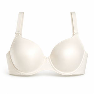 Soutien-gorge classique à armatures pour femme, blanc clair, coupe pleine, finition satinée nacrée, usage quotidien, fermeture à trois rangées de crochets - Product Image 1