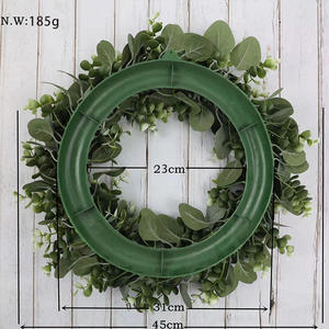 Guirnalda grande <span class=keywords><strong>de</strong></span> hojas artificiales <span class=keywords><strong>de</strong></span> oro, eucalipto verde para puerta delantera, colgante, fábrica M533, venta al por mayor - Product Image 3