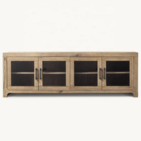 Moderne wohnzimmermöbel braun 4 glastüren 3 schubladen langer fernsehtisch tv-schrank fernsehtisch