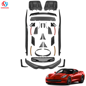 Kit de carrosserie de conversion style ZR1 pour <span class=keywords><strong>Corvette</strong></span> <span class=keywords><strong>C7</strong></span> Z06 GS 2014-2019, comprenant séparateur avant, jupes latérales, lèvre arrière et spoiler Stage 3 - Fabricant - Product Image 1