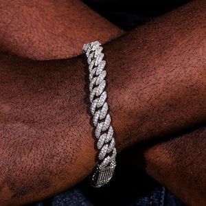 Chaîne cubaine tendance en argent plaqué or 18 carats avec <span class=keywords><strong>2</strong></span> rangées de moissanite plates de 10 mm, cadeau tendance - Product Image 5