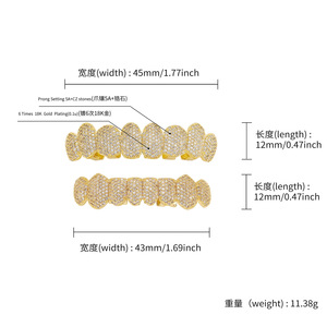 กริลล์ซฟันทองคำแบบไมโครอินเสิร์ท แปดฟัน สำหรับผู้ชาย สวมใส่ได้ทุกวัน ผลิตที่เมืองอี้หวู่ รุ่น HCG 480 - Product Image 4