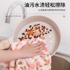 Coral Velvet Dishcloth Thickened Absorbent Soft Printed Rectangle Cleaning Cloth For Kitchen Household Use - Product Image 4