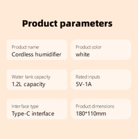 Humidificateur ultrasonique aromathérapeutique en plastique de 1,3 L alimenté par USB, lumières LED changeantes de couleur, arrêt automatique, usage domestique et commercial