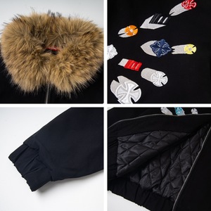 Chaqueta de Algodón con Cuello Alto y Cremallera, Bordada, Estilo Retro Americano, Creativa y Divertida, para Hombre y Mujer, Abrigo Cálido y Versátil para Invierno 2025 - Product Image 4